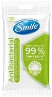 Купити Серветка волога SMILE 42504731 Antibacterial Лайм-м’ята з вітамінами 15 шт. (4820048481953A) Артикул: 4820048481953 Фото мініатюра № 1