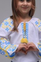 Рубашка вышиванка для девочки Козачок ОЛЬГА 122 см Желто-голубой  Фото №3