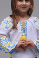 Рубашка вышиванка для девочки Козачок ОЛЬГА 158 см Желто-голубой  Фото №3