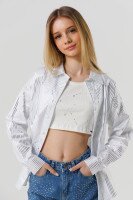 Рубашка с узором для девочки LocoLoco 9057 128 см Серебристо-белый (2000990347664D)(SC)