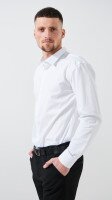 Купить Рубашка классическая однотонная мужская GENUA 3808-1 2XL Белый Артикул: 2000999421143 Миниатюра фотографии № 3