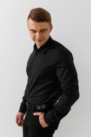 Рубашка классическая однотонная мужская LAWA MBC02310 S Черный  Фото №2