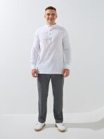 Купить Рубашка однотонная мужская GENUA G01218-0011 S Белый Артикул: 2000999520709 Миниатюра фотографии № 2