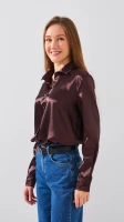 Купить Рубашка однотонная женская LAWA WTC02452 XS Шоколадный Артикул: 2888000022233 Миниатюра фотографии № 4