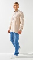 Сорочка вишиванка чоловіча Француз 2 S Бежевий  Фото №1