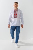 Сорочка вишиванка чоловіча  Француз L Біло-червоний  Фото №0