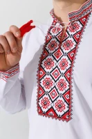Сорочка вишиванка чоловіча  Француз L Біло-червоний  Фото №1