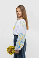 Сорочка вишиванка для дівчинки Козачок ОЛЬГА 98 см Жовто- блакитний  Фото №3