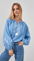 Рубашка вышиванка для девочки LAWA E-GBC02304 122 см Голубой