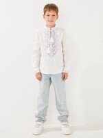 Купить Рубашка вышиванка для мальчика Dinomin D3106 134 см Молочный Артикул: 2000999498404 Миниатюра фотографии № 2