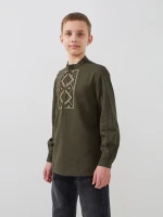 Купити Сорочка вишиванка для хлопчика LAWA E-BB02302 170 см Хакі Артикул: 2000999576171 Фото мініатюра № 3