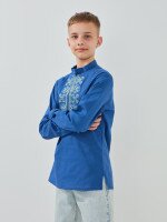 Купити Сорочка вишиванка для хлопчика LAWA E-BB02303 140 см Синій Артикул: 2000999595394 Фото мініатюра № 3