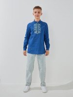 Купити Сорочка вишиванка для хлопчика LAWA E-BB02303 140 см Синій Артикул: 2000999595394 Фото мініатюра № 2