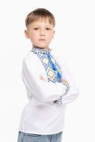 Сорочка з вишивкою для хлопчика КОЗАЧОК ТРИЗУБ 104 см Синьо-жовтий (SC)  Фото №0