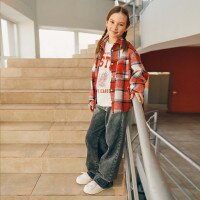 Сорочка з візерунком для дівчинки LAWA GBC02323 128 см Червоно-бежевий