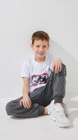 Купити Спортивні штани однотонні для хлопчика Dinomin 10128 116 см Графітовий Артикул: 2000999493829 Фото мініатюра № 3