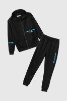 Спортивный костюм (кофта+штаны) для мальчика XHZ-0599 146 см Черно-голубой (2000990732996D)  Фото №5