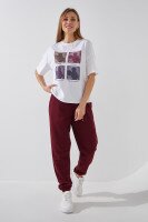 Спортивные штаны джоггеры женские LAWA WBC02463 XL Бордовый  Фото №0
