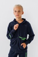 Спортивный костюм (кофта+штаны) для мальчика XHZ-0599 146 см Темно-синий с салатовым (2000990733054D)  Фото №0