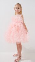 Купить Платье бальное однотонное для девочки R2433 92 см Персиковый Артикул: 2000999430848 Миниатюра фотографии № 2