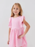 Купити Сукня однотонна для дівчинки Aura Style 5006-1 128 см Рожевий Артикул: 2000999546815 Фото мініатюра № 2