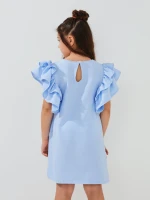 Купити Сукня однотонна для дівчинки Aura Style 5009 116 см Блакитний Артикул: 2000999566493 Фото мініатюра № 4