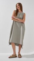 Платье однотонное женское Poncik 25099 One Size Серо-оливковый  Фото №1