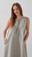 Платье однотонное женское Poncik 25099 One Size Серо-оливковый  Фото №2