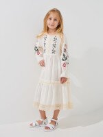 Купить Платье вышиванка для девочки Dinomin D3105 98 см Молочный Артикул: 2000999498954 Миниатюра фотографии № 1