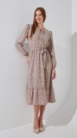 Купить Платье с узором женское On me 2410 S Бежевый Артикул: 2000999166778 Миниатюра фотографии № 1