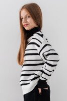 Светр з візерунком для дівчинки Lizi 3442 116 см Чорно-білий  Фото №2