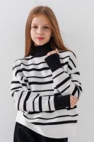 Светр з візерунком для дівчинки Lizi 3442 116 см Чорно-білий