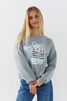 Свитшот с принтом для девочки LAWA P-GB02310 122 см Серый меланж  Фото №1
