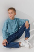 Світшот з принтом для хлопчика First Kids 0068 134 см Петроль  Фото №1