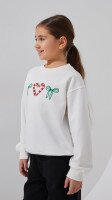 Купить Свитшот с принтом для девочки Aura Style 1088 116 см Молочный Артикул: 2000999331299 Миниатюра фотографии № 4