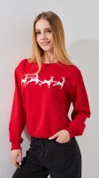 Купити Світшот з принтом для дівчинки Aura Style 1089 146 см Червоний Артикул: 2000999331343 Фото мініатюра № 3
