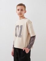 Купить Свитшот с принтом для мальчика LAWA P-BB02339 134 см Бежевый Артикул: 2000999536250 Миниатюра фотографии № 3
