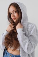Толстовка однотонна жіноча Street 0923 S Світло-сірий (2000990090782W)  Фото №2