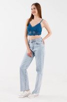 Купити Топ однотонний жіночий 253433 S Синій (2000990362209S) Артикул: 2000990362209 Фото мініатюра № 2