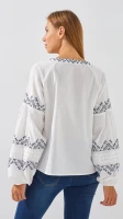 Рубашка вышиванка женская  2751 XL Бело-синий  Фото №3