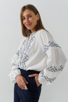 Вышиванка рубашка женская 2751 S Бело-синий  Фото №1