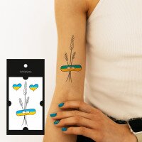 Временные тату Tattooshka &quot;Украинский колосок с сердечками&quot; L-50 (5805800013558)  Фото №1
