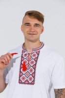 Вишиванка футболка чоловіча Француз 3XL Біло-червоний (2000990486066A)  Фото №1