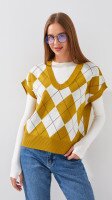 Купить Жилет трикотажный с узором женский On me 12225 One Size Горчичный Артикул: 2000999244643 Миниатюра фотографии № 1