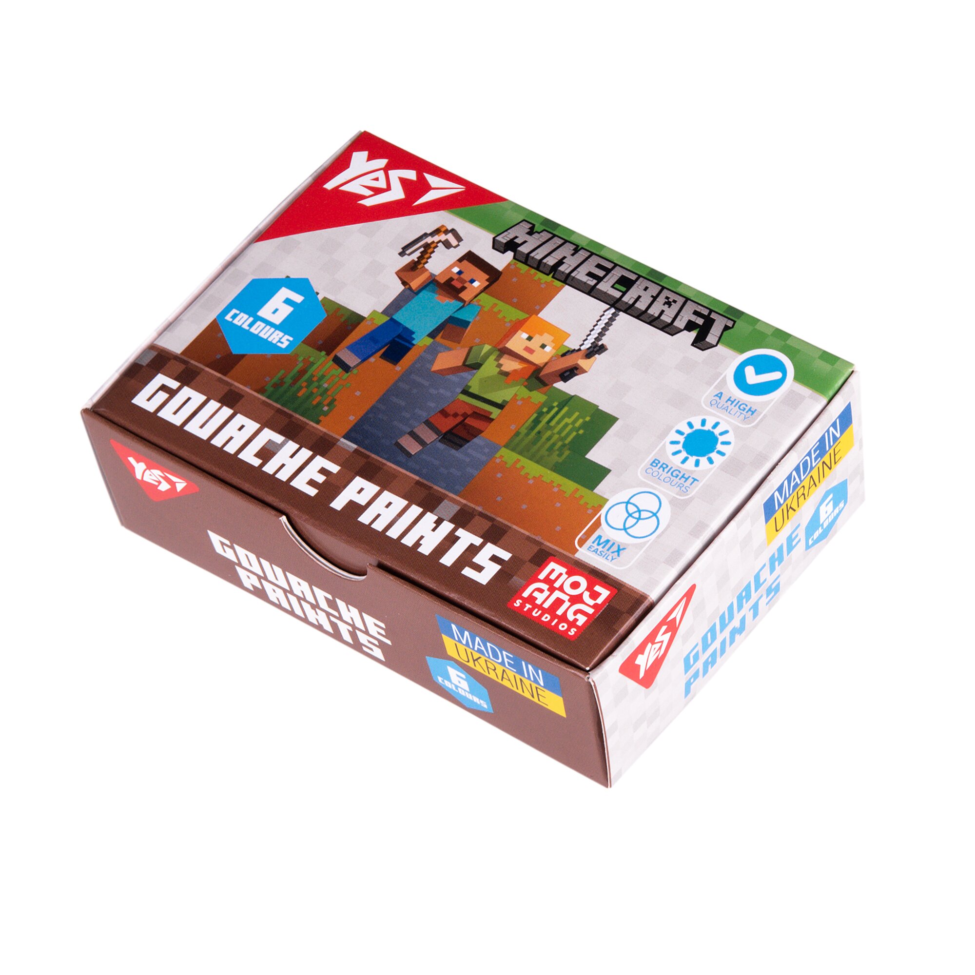 Краски Гуашь Minecraft YES 230405 6 цветов  Фото №0