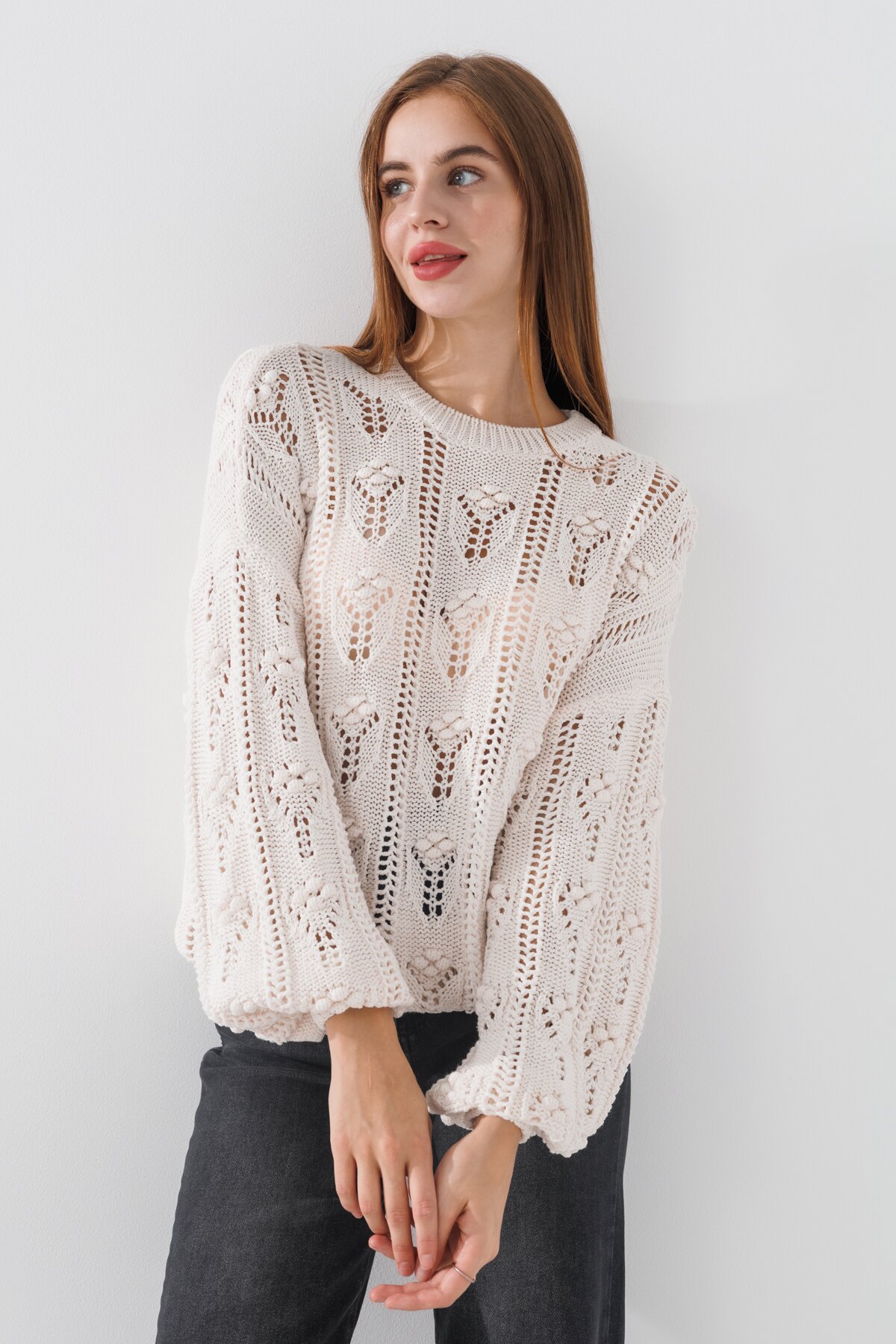 Джемпер однотонний жіночий Femme 2022 One Size Молочний (2000990221407D)  Фото №0