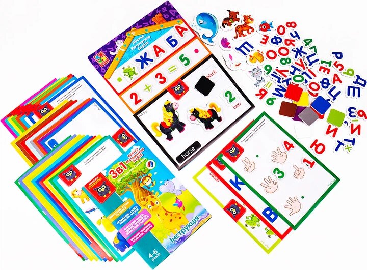 Купити 3в1: Абетка, Математика, English з магнітною дошкою Vladi Toys VT5412-04 Артикул: 4820234760367 Фото повноекранне №2