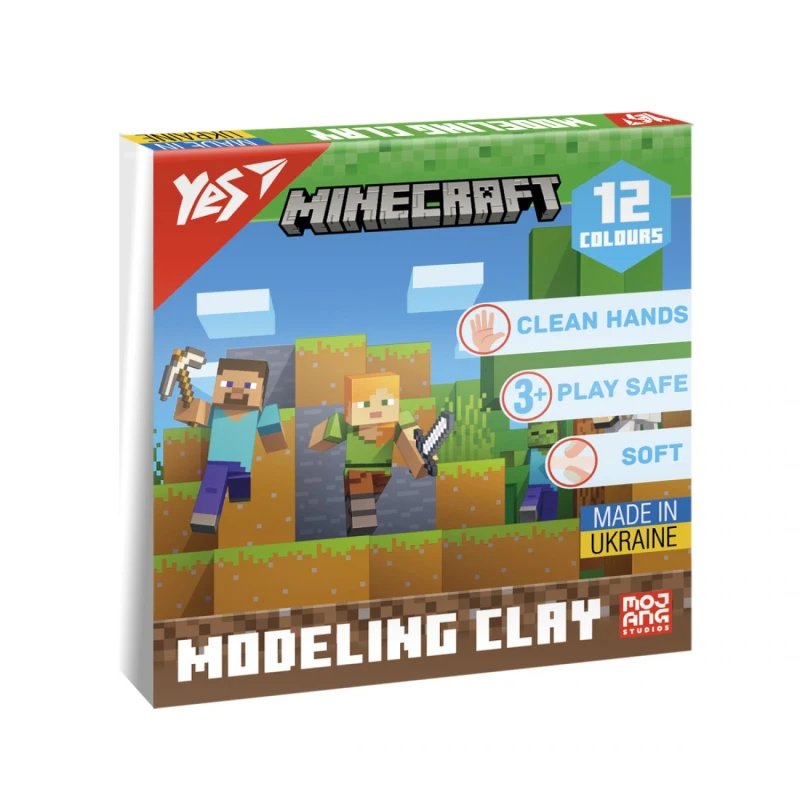 Купити Пластилін "Minecraft" YES 540668 12 кольорів Різнокольоровий Артикул: 4823091921605 Фото повноекранне №1