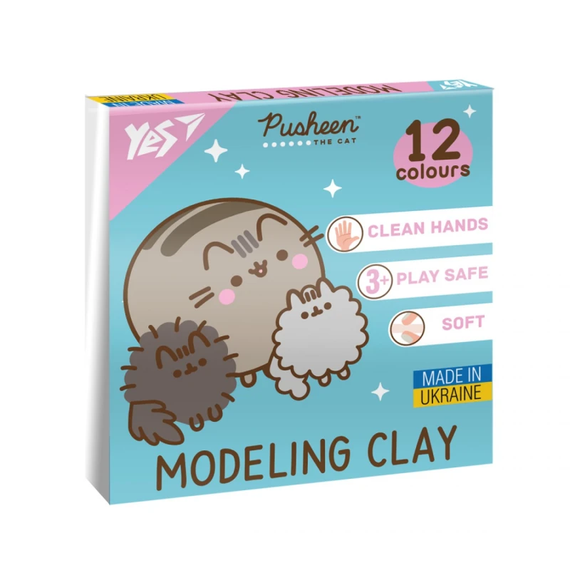 Купити Пластилін "Pusheen" YES 540669 12 кольорів Різнокольоровий Артикул: 4823091921612 Фото повноекранне №1