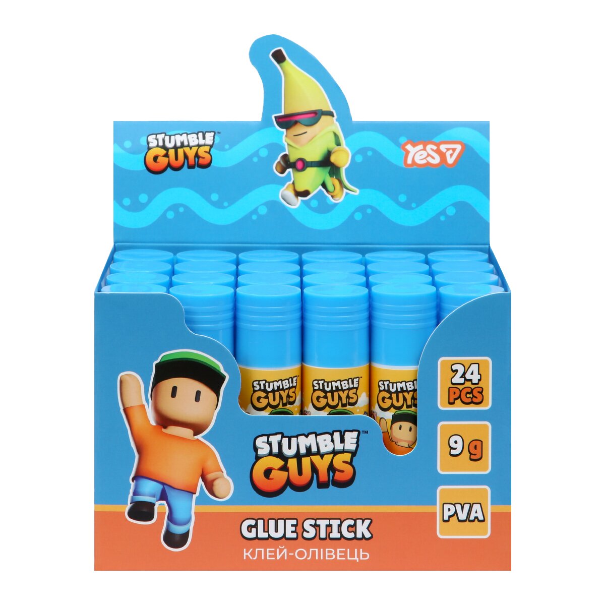 Купити Клей-олівець Yes PVA "Stumble Guys" 320309 9г Різнокольоровий Артикул: 5056574468338 Фото повноекранне №1